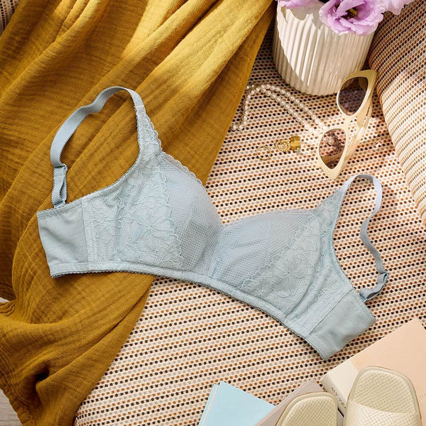 曼黛瑪璉 Mode Marie Bra 【舒壓包覆】無鋼圈胸圍  B-F杯 (麥穗膚/自在藍)