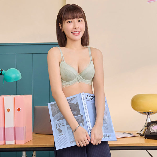 曼黛瑪璉 Mode Marie Bra 【包覆副乳】啵提胸圍 軟鋼圈 B-F杯 (復古灰/幻影綠/粉透膚)