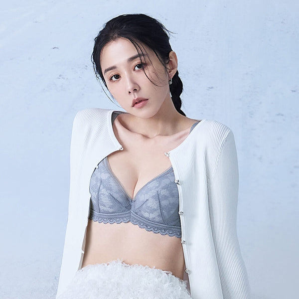 【全面包覆】V極線 集中胸圍 B-E杯 (灰霧藍)