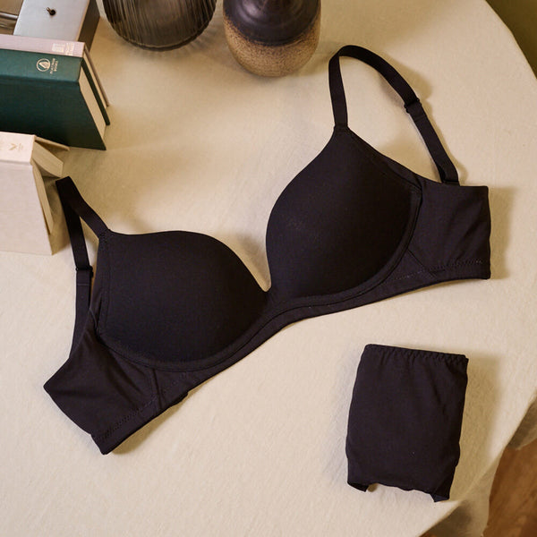 【無痕零壓力】棉柔石墨烯 無鋼圈胸圍 B-D杯 (黑)