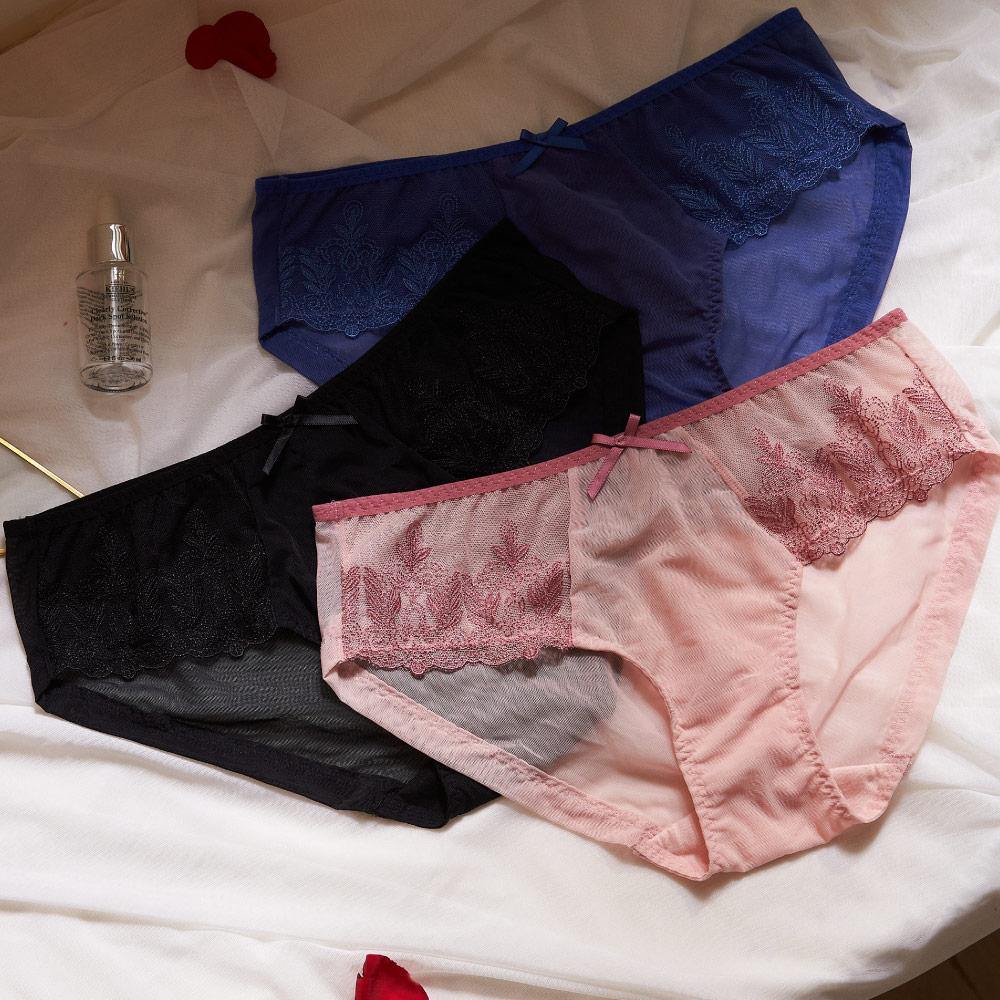 曼黛瑪璉 Mode Marie Panty 【曼黛瑪璉】V極線 低腰寬邊三角無痕內褲 (搖滾藍/蜜膚粉/黑)